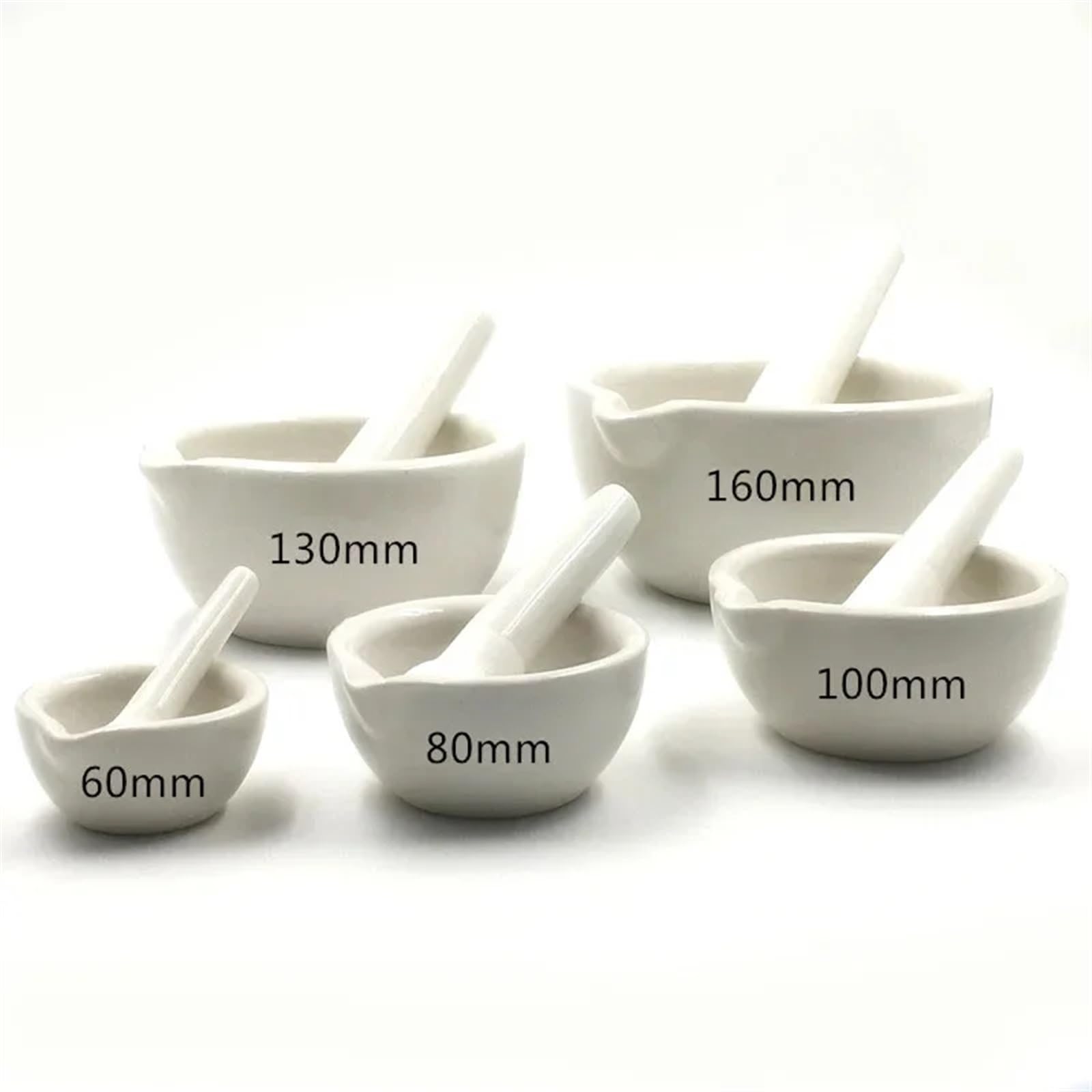 Set Pestello E Mortaio Set di mortaio e pestello in ceramica for uso domestico Ciotole for macinare for spezie da cucina Tè Macinapepe aglio Mini mulini for erbe 4 dimensioni(130mm)
