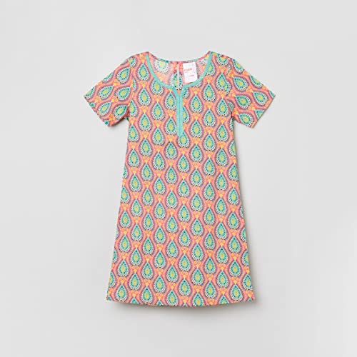 Image of Max Girls Cotton Regular Fit Printed Notched Neck Straight Regular Kurta