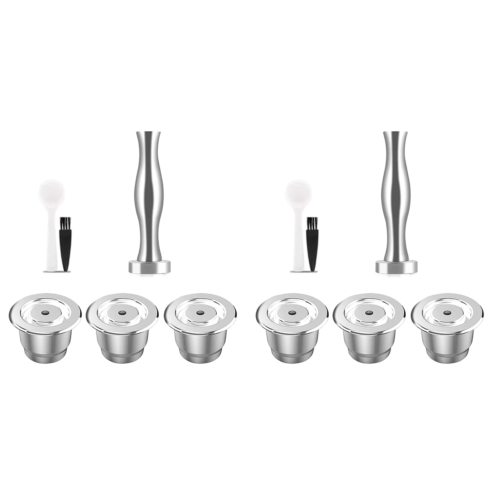 Hndhbfgrt 2X Coffee Capsule, Refillable Capsules Reusable Pod Espresso Coffee Pod Stainless Steel Compatible