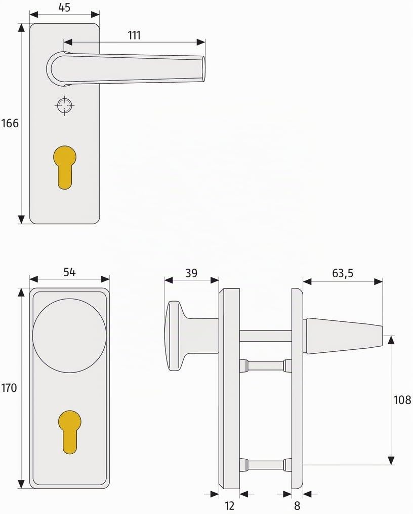 ABUS Tür-Schutzbeschlag KKT512 für Feuerschutztüren aluminium 24917