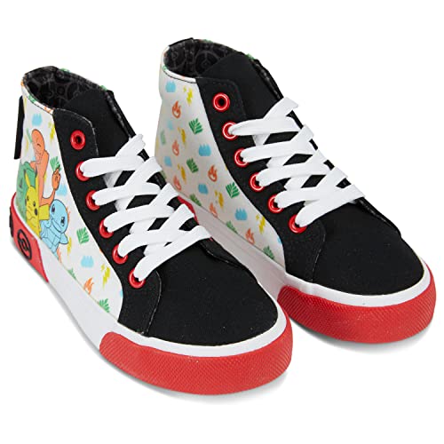 Pokemon Boys Pikachu Athletic Sneakers - Boys Pikachu High Top Shoes - Pikachu Charmander Bulbasaur High Top Lace Up…