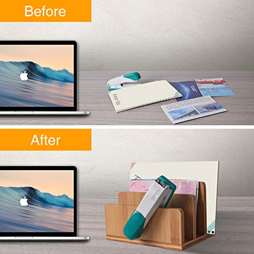 Bamboo Mail Organizer, wishacc Vertical Desk Letter/Envelope/File/Paper/Folder/Bill Holder for Office & Home, Small 3 Sections Desktop Office Supplies Incline Sorter Rack for Kids & Commuters