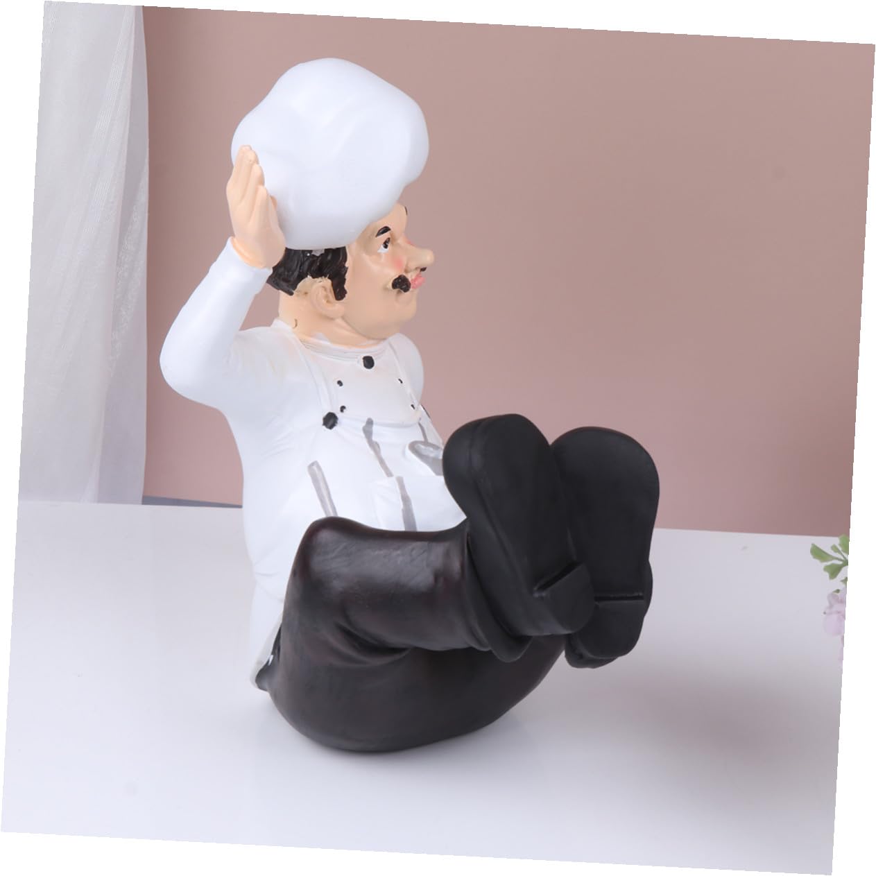 Lurrose Statuetta da Chef in Resina Europea Ornamento da Cucina Decorativo Stabile per Casa Bar Ristorante e Panetteria Scultura Modellata a Mano per Decorazione Tavolo