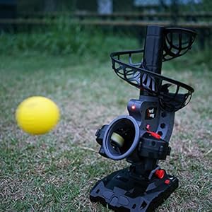 Electronic Baseball Pitching Machine Set, Adjustable Angles, Timer and Speed, AC Adapter or Battery Powered, Comes with Bat, 8 Dimpled Balls, 4 Extra Stackers and Carrying Bag Electronic Baseball Pitching Machine Set Adjustable Angles Timer and Speed AC Adapter or Battery Powered Comes with Bat 8 Dimpled Balls 4 Extra Stackers and Carrying Bag