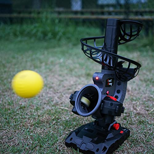 Electronic-Baseball-Pitching-Machine-Set-Adjustable-Angles-Timer-and-Speed-AC-Adapter-or-Battery-Powered-Comes-with-Bat-8-Dimpled-Balls-4-Extra-Stackers-and-Carrying-Bag Electronic Baseball Pitching Machine Set Adjustable Angles Timer and Speed AC Adapter or Battery Powered Comes with Bat 8 Dimpled Balls 4 Extra Stackers and Carrying Bag