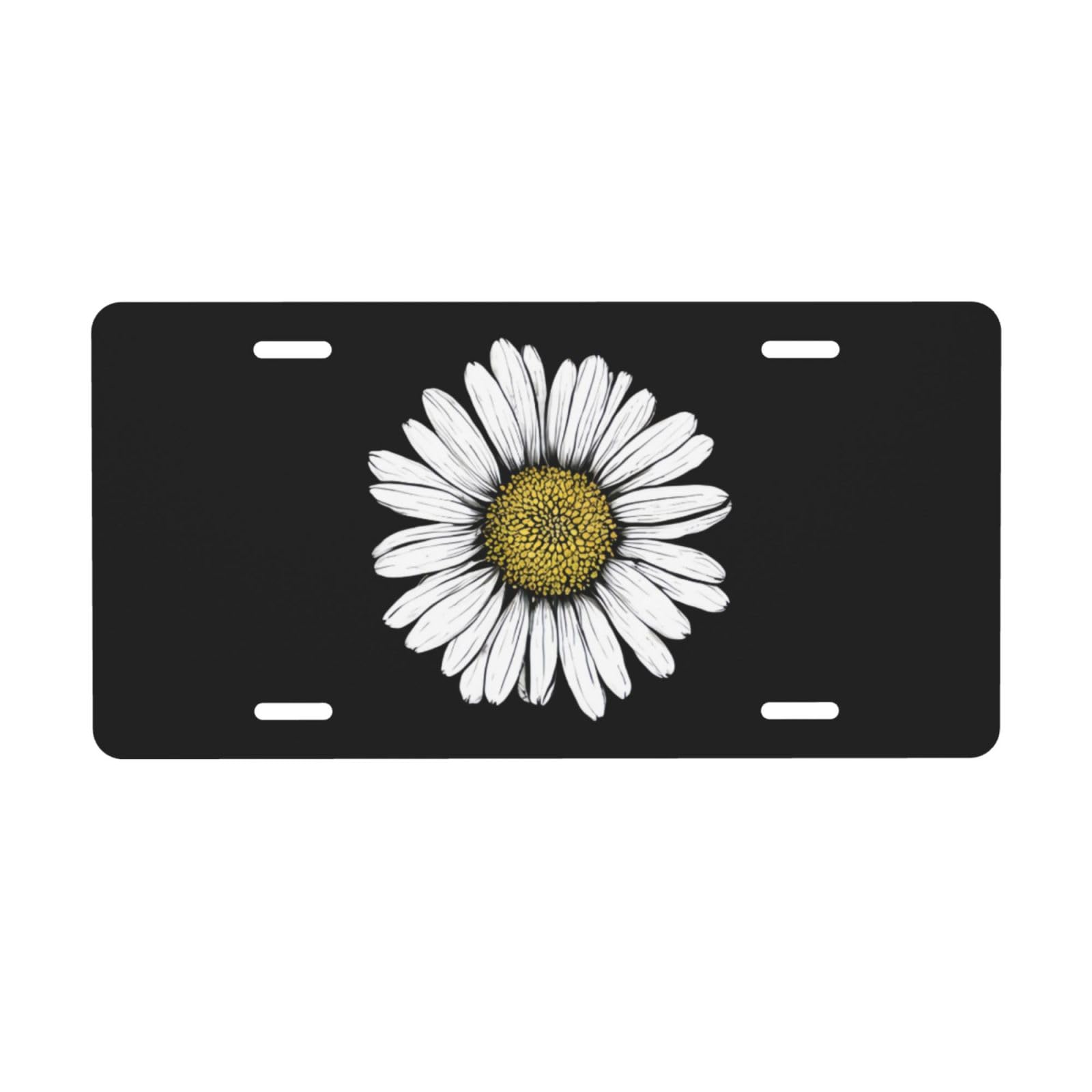 Retro Daisy License Plate, Decorative Car Front License Plate, Aluminum Novelty License Plates Vanity Tag Metal Car Plate for Women Men 6 X 12 Inch