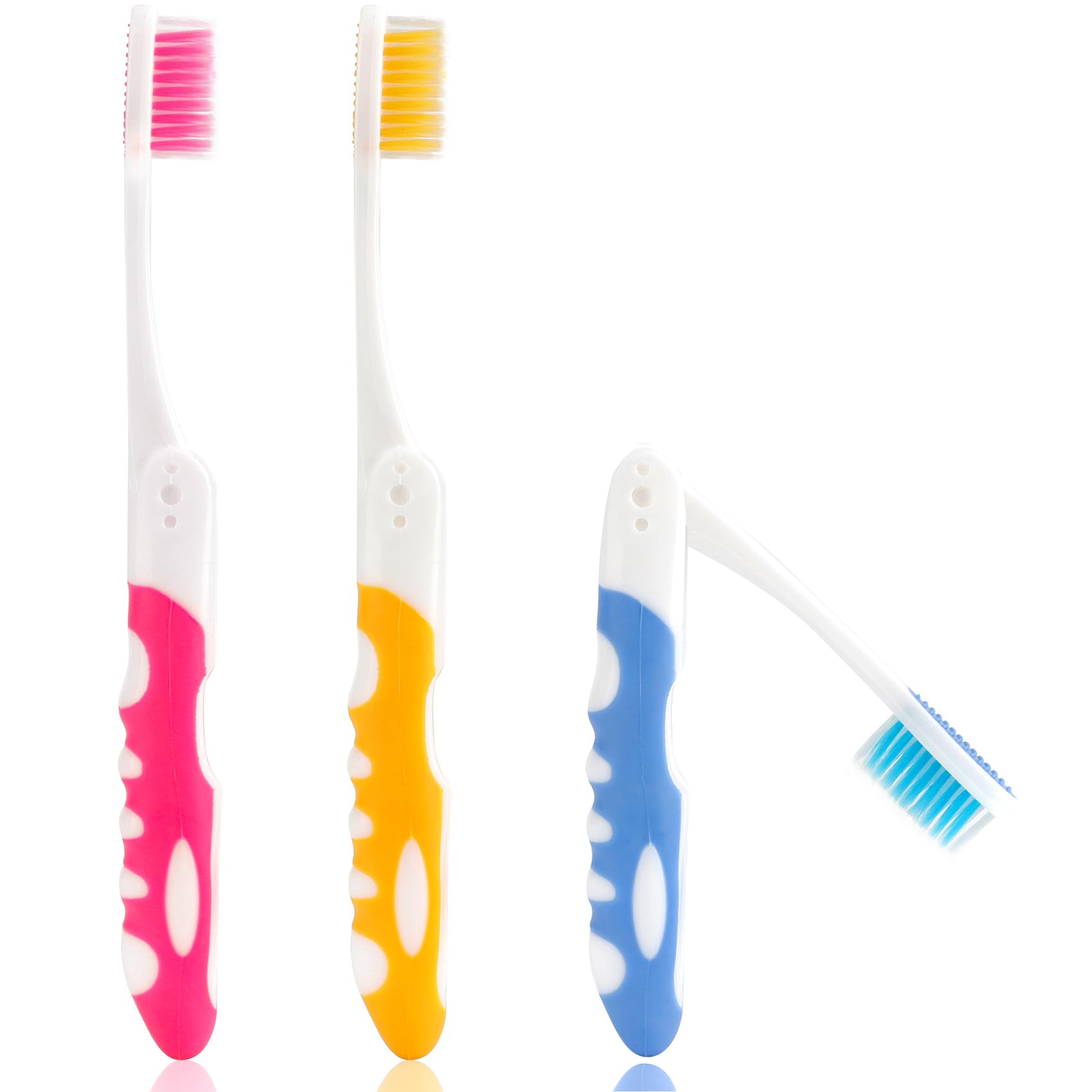 Travel Toothbrush Portable Travel Toothbrush Set 3Pcs Mini Toothbrushes Medium Soft Bristle Small Folding Tooth Brush Traveling Size