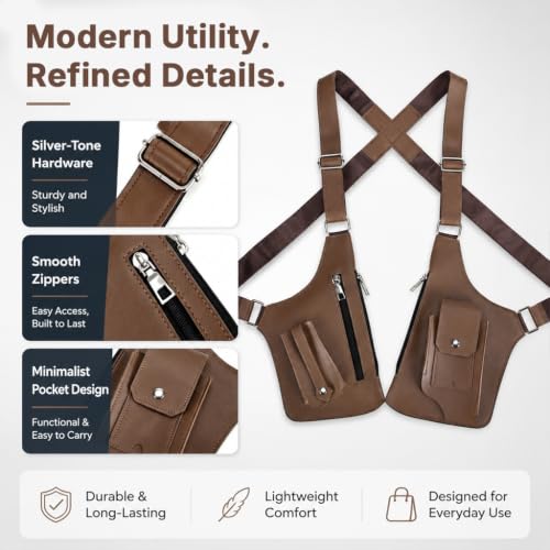 Image of GUSTAVE Chest Bag for Men Women Black Tactical Vest Bag Waterproof Multi-pockets Adjustable Rig Bag for Running, Cycling, Sports, Workouts, Outdoor