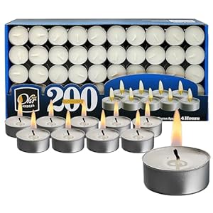 OHR CANDLES Tealight Candles – 200 Pack Bulk Tea Lights Candles – White Tealights Unscented – 4 Hour Burn Time