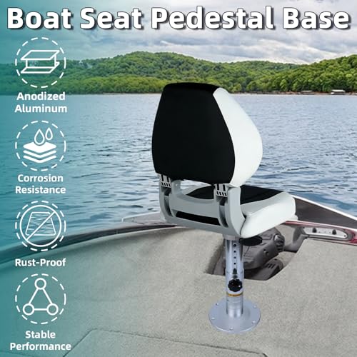 Boat Seat Pedestal,13-19 Inch Adjustable Height Locking Swivel Boat Seat Pedestals and Bases,9" Base,2-7/8”Post,Anti-Wobble Aluminum Marine Seat Mount for Pontoon Bass Jon Fishing Boat Chair,Base Only - Image 5