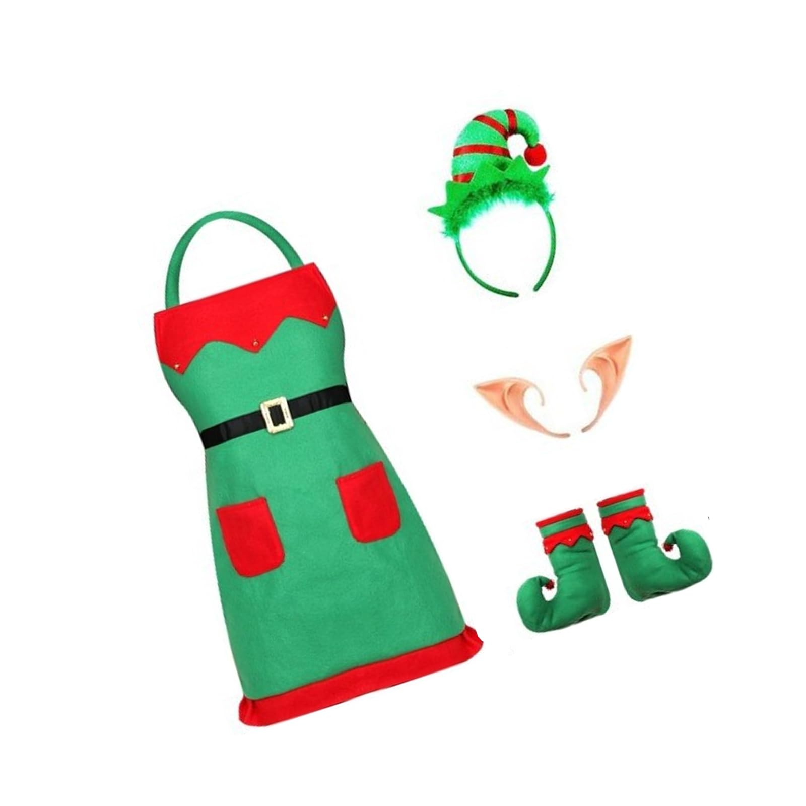 Kalttoy Christmas Santa Apron Outfit Cosplay Elves Costume Set for Parades and Family Gatherings Holiday Celebrations Dressingup Christmas Apron Dress