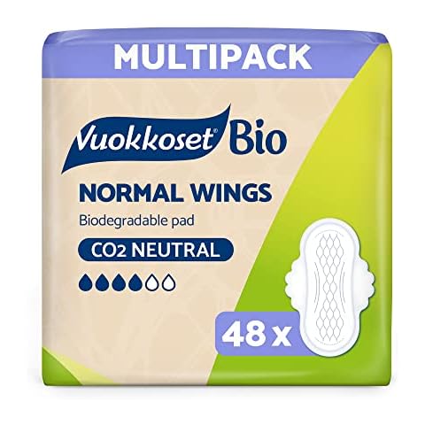 Vuokkoset Eco Normal Wings - Biodegradable Thin 8.9 Inch Sanitary Towel Multipack 48 pcs Cover