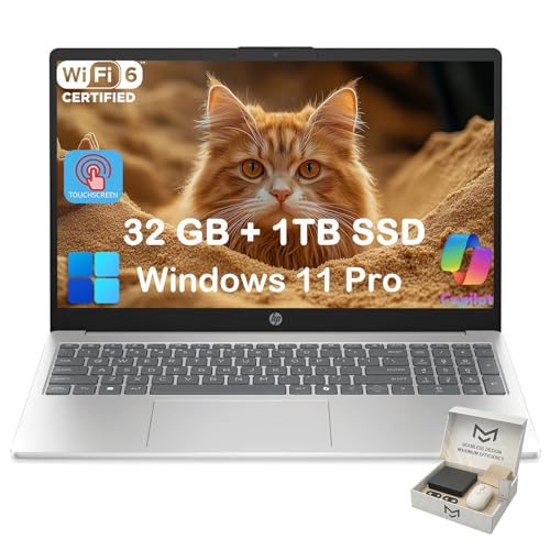 HP (エイチピー) 15.6 タッチスクリーンノートパソコン(ビジネス&学生用) Intel 第13世代 Core i3 (最大4.5GHz)、HDタッチディスプレイ、32GB RAM、1TB SSD、AI Copilot、Win 11 Pro、アクセサ