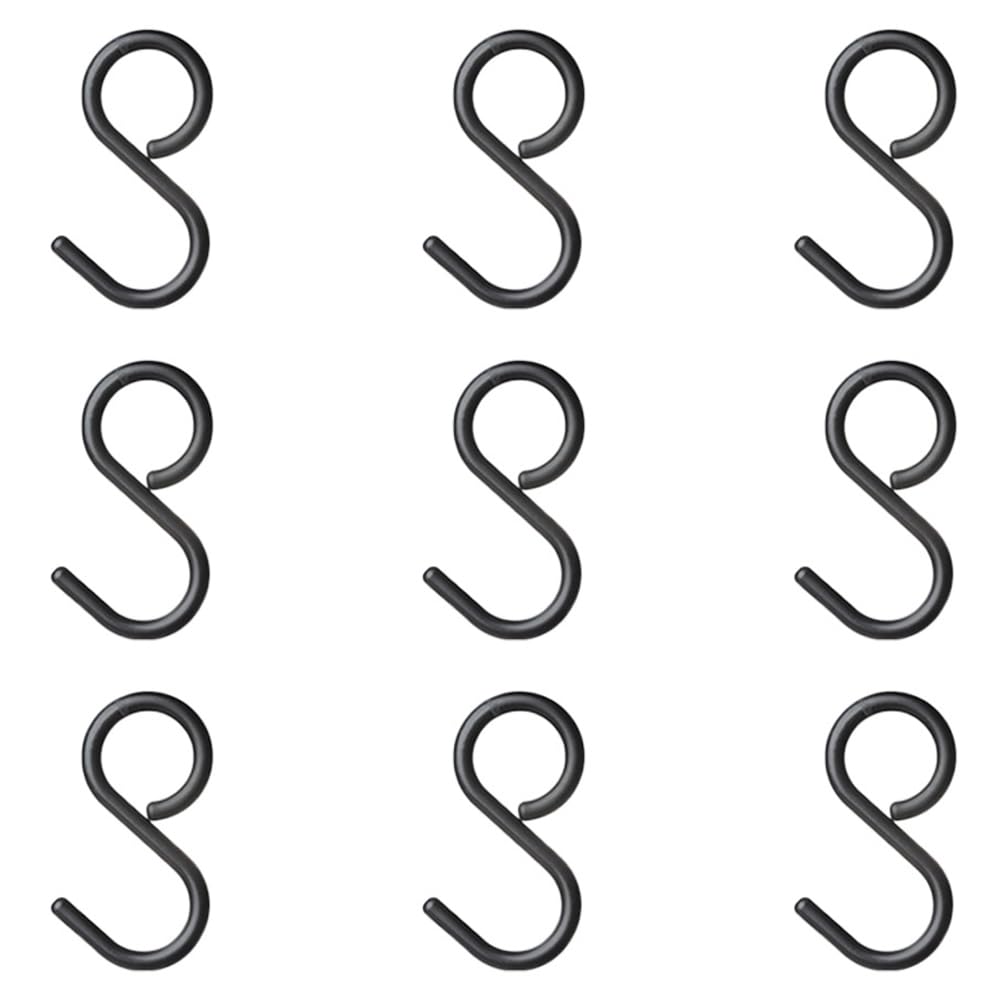 SANJAOYEE S字フック 落ちない 9個セット 錆びない sじフック 脱落防止 Sの字 Sカン お風呂 キッチン 安定性 音がしない 汎用 台所 洗面所 浴室 玄関に (ブラック, 小・9個セット)