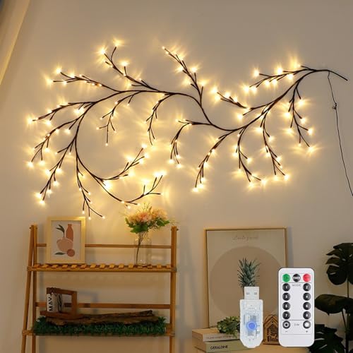 Koboko Lichterkette Willow Vine, 72 LED Lichterzweige Lichterkette Wand, 8 Modes USB Weidenrebe Baum Lichter mit Fernbedienung|Timer, Biegbare Künstliche Baumzweige Lichter Schlafzimmer Wand Deko Koboko Lichterkette Willow Vine, 72 LED Lichterzweige Lichterkette Wand, 8 Modes USB Weidenrebe Baum Lichter mit Fernbedienung|Timer, Biegbare Künstliche Baumzweige Lichter Schlafzimmer Wand Deko