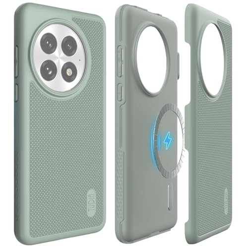 Image of TUDIA MergeGrip [Magsafe Compatible] for OnePlus 13 Back Cover 5G (2025) - [Military Grade Drop Tested] Dual Layer Shockproof Slim Heavy Duty Tough Phone Case - Green Lily