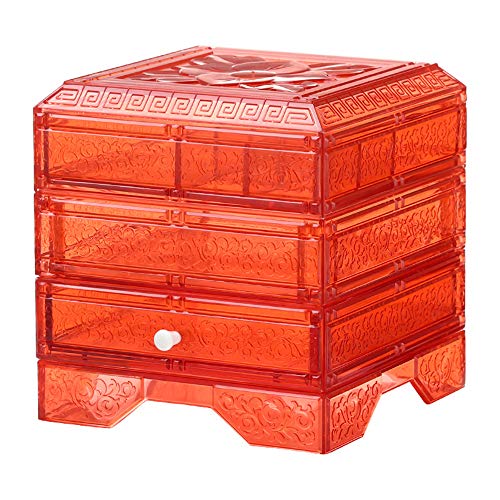 Boîte de rangement de maquillage acrylique rouge design chic pour bijoux
