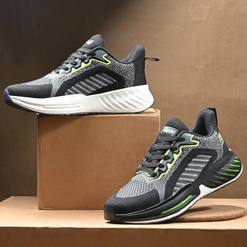 Image of Birde Men's Sports Shoes for Gym, Walking, & Running Lightweight Comfortable Sports Shoes | Colour - Grey EVA-TPR-TPU Jaquard Knit Sports Shoes