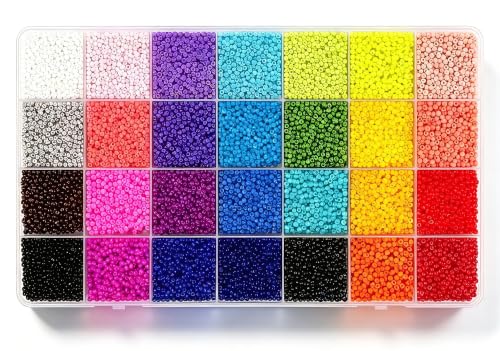 Image of 28 Colors 2mm Seed Beads, 14400 PCS Glass Seed Beads Kit for Jewelry Making, Craft and Bracelet Making