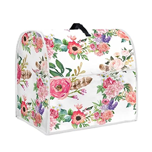 Hechitok Kitchen Aid Mixer Cover Pink Peach Floral Stand Mixer Cover Compatible 6-8 Quart(17.1
