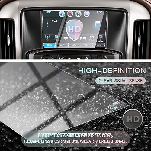 Image of CDEFG for 2014-2020 2021 Silverado 1500HD 2500HD 3500HD MyLink Car Navigation Touch Screen Protector, HD Clear TEMPERED GLASS 9H Scratch Resistance (8 Inch)