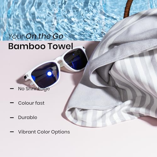 Image of Mush Bamboo Travel Towel | 100% Bamboo Bath Towel for Beach, Hiking & Gym Towel for Men Workout | Compact Towels with Travel Bag | 60x120 cms, 250GSM Quick Dry, (Beige+Peach+Grey) Pack of 3