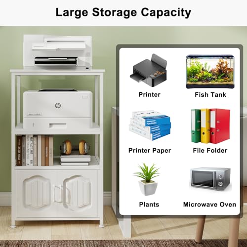 Image of Natwind 4 Tier Printer Stand, File Cabinet w /Adjustable Open Shelves,White