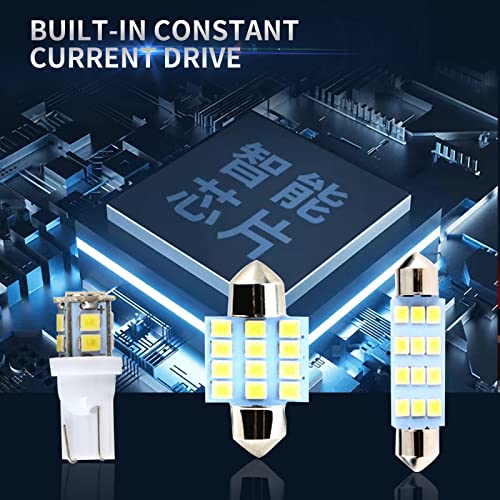 Gseigvee 20 Pcs Car Led Bulb Kit Set, T10 31 Mm 42 Mm Festoon Bulbs, Led Replacement Bulbs For Double Pointed Reading Lights License Plate Lights Indoor Lights (White) #TOP3