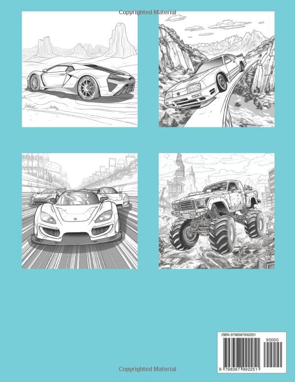 Crazy Cars Coloring Adventure Ages 8 - 12: Rev Up Your Imagination, Cool Awesome Racing, Sports Cars and Vehicles For Young Children, Relaxing, Amazing, Incredible, Stunning, Images image 3