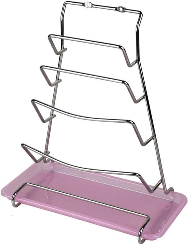 Dish Rack Storage Rack Cover Organizer Stainless Steel Easy To Handle Kitchen Lid Organizer Home Multi-function Lid Storage Rack (Color : PINK Size : 32 24 14CM)