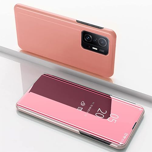 Miniatura 7 de CCSamll - Funda para teléfono con espejo de maquillaje para Xiaomi 11T, soporte de carga inalámbrica, pantalla inteligente de lujo, ultra fina,