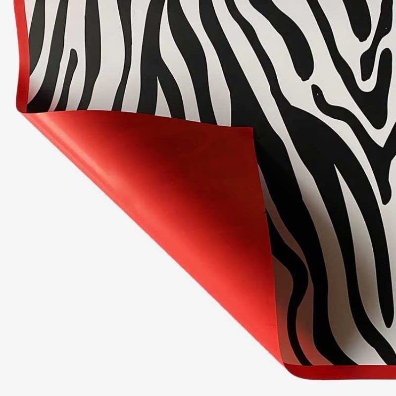 Image of Oasis Cellophane Sheets For Multipurpose Gift-Hamper Packaging 58x58cm, 20 Sheets, 50 Microns Flower Wrapping Red & Black Zebra Animal Print Sheet