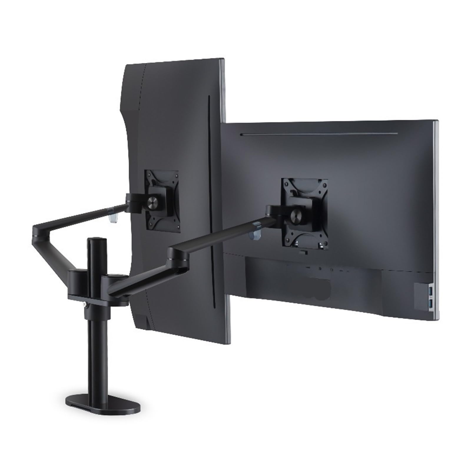 TKJfdTY Desktop Computer Dual Monitor Stand Computer Lcd Screen Fixed Base Rotatable Lifting Type Ol-2，Black