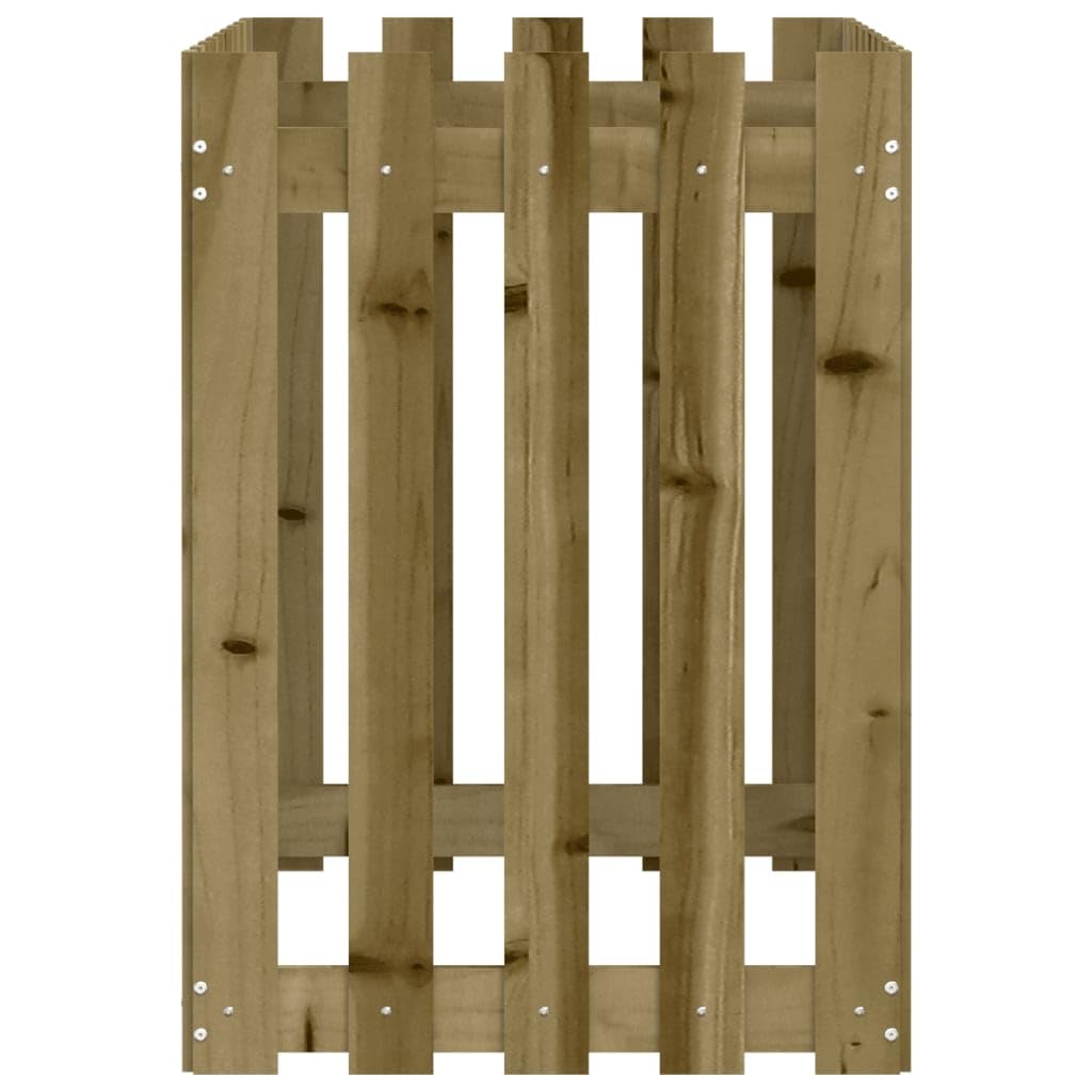 Jardinera de madera de pino, 100 x 50 x 70 cm, impregnada, diseño de valla, jardinera, balcón, macetero, para hierbas, con almacenamiento de agua y protección visual para terraza, interior y