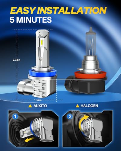 Image of AUTOONE 9005 H11 LED Bulb Combo Cool White, Wireless Mini Size Powersports ATVs Halogen Fog Bulbs Replacement (Pack of 4)