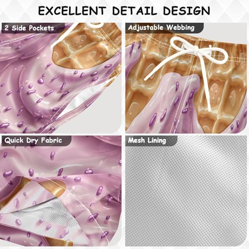 Pigsaly Boys' Swim Board Shorts Sprinkles Milk Plum Ice Cream Boy's Swim Trunks Kids Swimwear M3