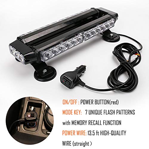 LE-JX Amber/White 30 LEDs Safety Strobe Flashing Light Bar Double Side High Intensity Roof Top Plow Flash Traffic Advisor Emergency Hazard Warning Lighting Mini Beacon with Magnetic Base (Yellow,30W)