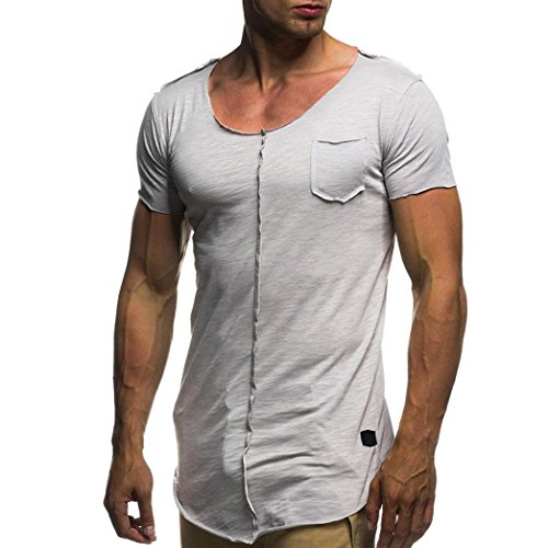 Venmo Hombre Personalidad Camisetas Deporte Ropa Deportiva Camisa de Manga Corta de Camuflaje Slim fit Casual para Hombres Tops Blusa T-Shirt Crew Neck tee (Gris, L)