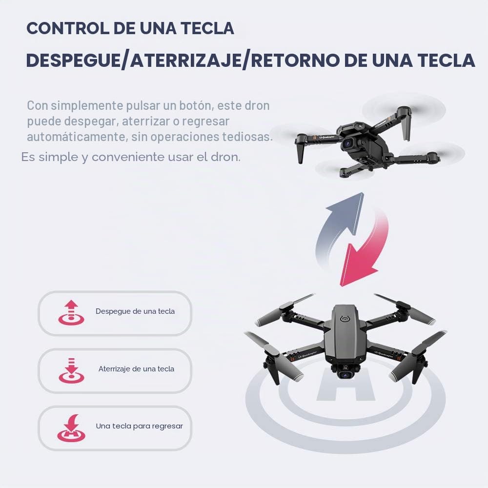 Goolsky Dron con cámara 4K, cámara de Seguimiento de Vuelo, Sensor de Gravedad, Gestos, Foto, vídeo, retención de altitud, Modo sin Cabeza, para Adultos y s