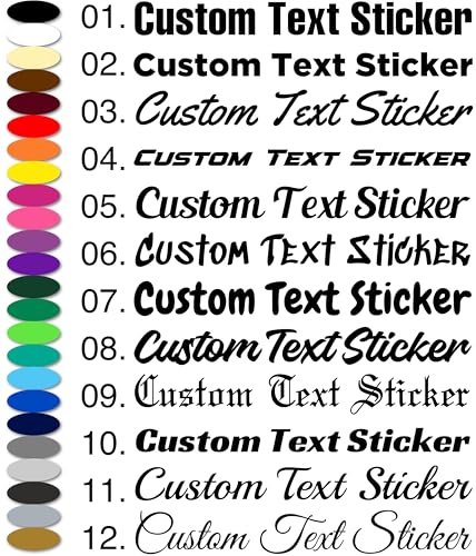 Custom Text Sticker | Car Van Bumper Shop Window Business Personalised Funny Name Quote Slogan Vinyl Lettering Stickers Decals | 30 Text Styles | Add Up to 2 Lines of Text. | 20cm-140cm