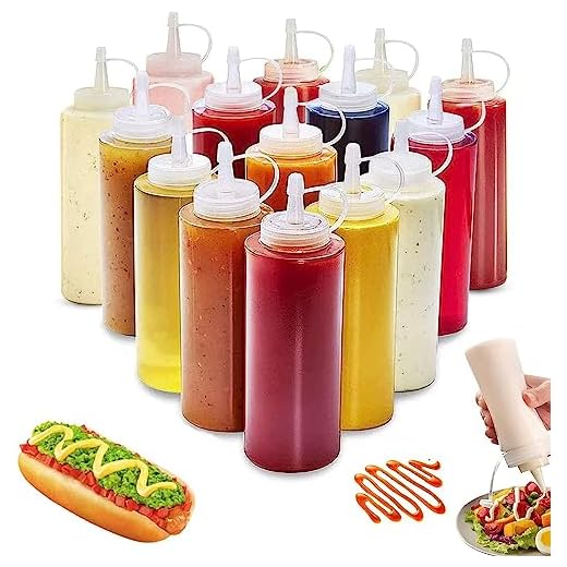 WELLXUNK® Squeeze Bottle, 20 Pcs 4oz Botella de Salsa, Dispensador de Botellas de Plástico Ninguna Fuga, Sin BPA, para Condimentos, Salsa de Tomate, Mostaza, Mayonesa, Salsa Picante Y Aceite De Oliva