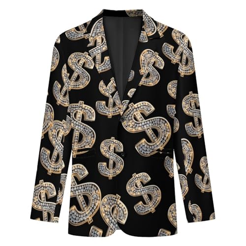 Diamond Dollar Sign Men's Suit Jacket 2 Button Lapel Blazers Business Coat Tuxedo for Wedding Dinner4