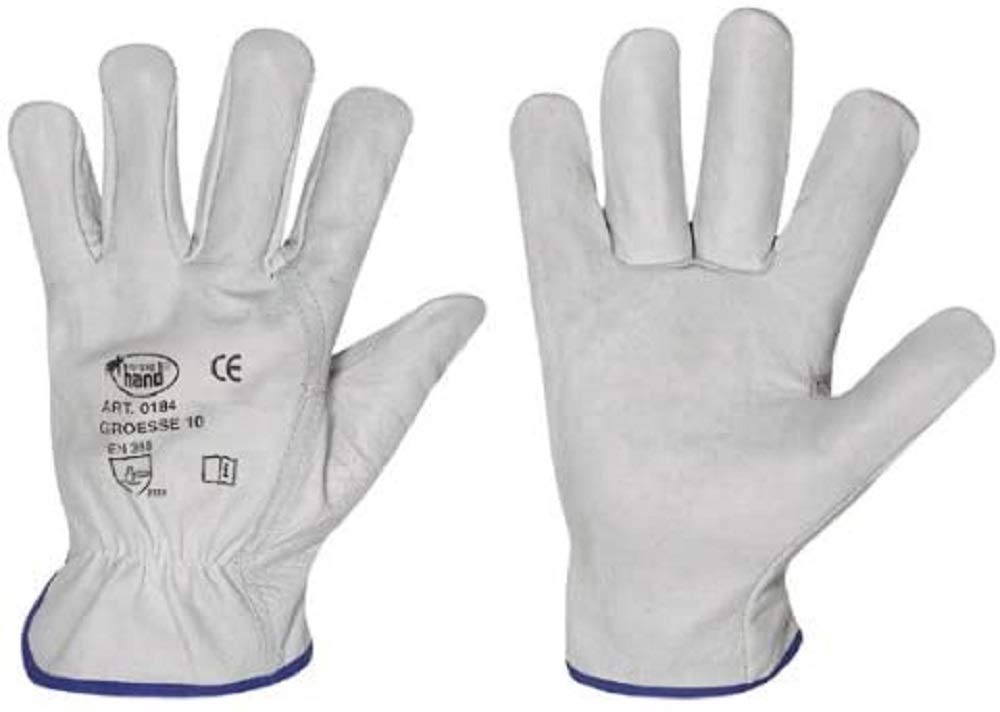 StrongHand - Guantes de trabajo (12 pares, piel de vacuno, talla 8-12, talla XL)