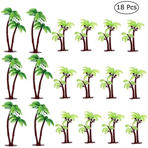 JANOU Palm Tree Cake Toppers Tropical Coconuts Cake Decor for Birthday Wedding Summer Luau Party Favors Pack 18pcs Cover