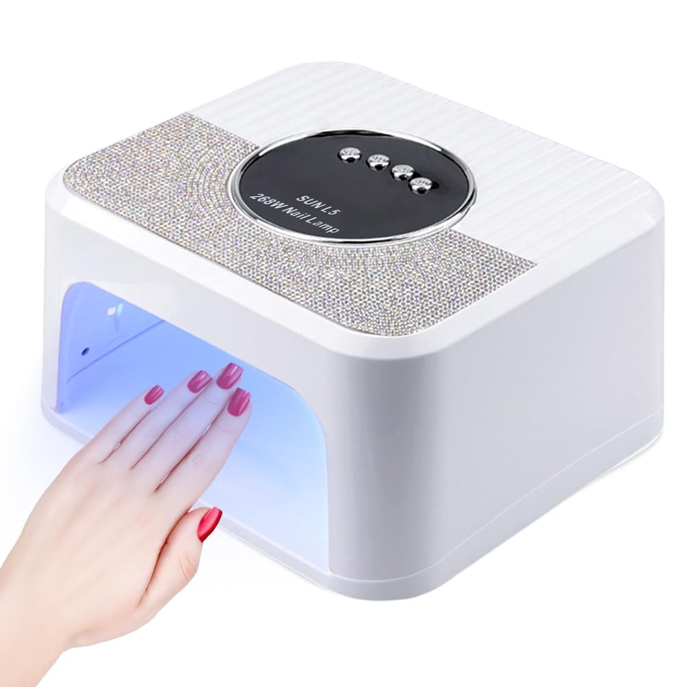 Surakey Cordless Rechargeable UV LED Nail Lamp, 268W UV Light for Gel Nail, Nail Lamps for Gel Polish with 4 Time Setting, Portable UV Nail Light, Fast Curing Lamp for Salon or Home, White