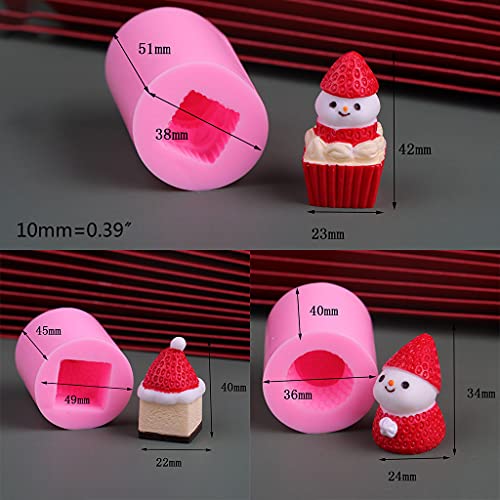 JIUYECAO Weihnachts-Erdbeer-Schneemann-Kerzenform, Erdbeerform, quadratisch, Erdbeerform, Cartoon, Erdbeerkuchen… – Bild 7