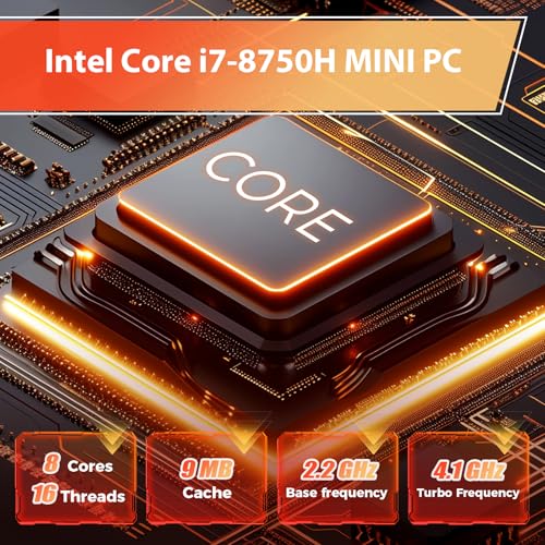 Image of Mini PC, Core i7 8750H(8C /16T up to 4.1GHz), GTX 1050 Graphics Mini Computer with RGB Lights, 16GB DDR4 RAM, 512 NVMe SSD, Triple Display, WiFi Ready, Win 11 Pro, Sliver