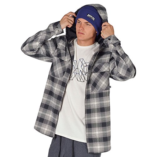 Analog - Mens Kaiden Hooded Flannel 2018, True Black Pacific, L