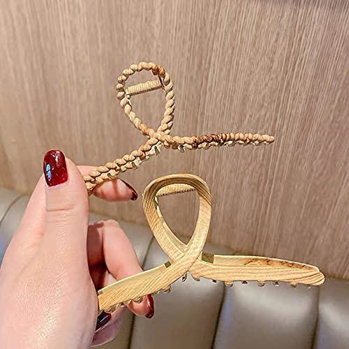 2 Pack Big Hair Claw Clips (Wood Grain)