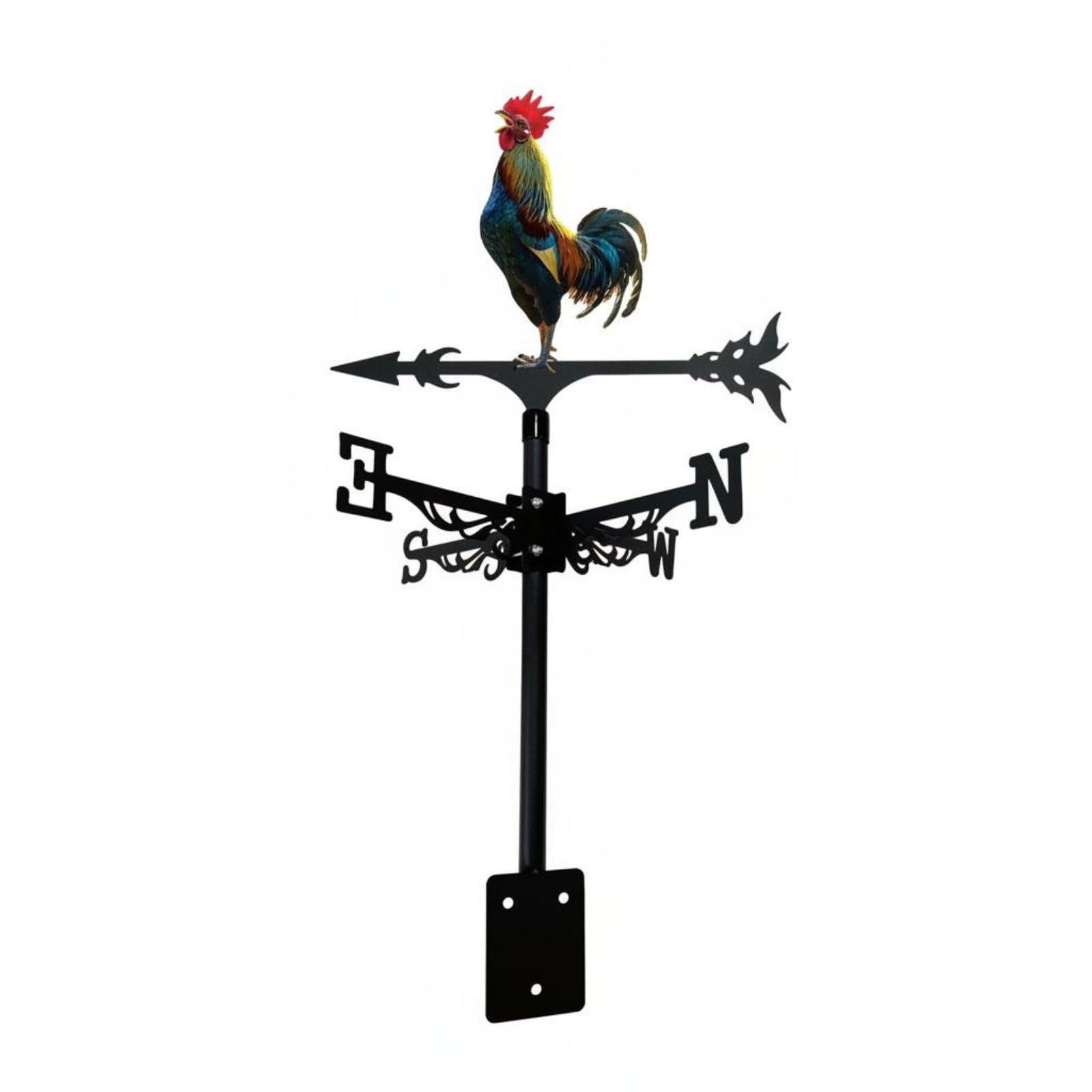 Wrought Iron Cockerel Weathervane Weather Resistant Metal Cockerel Wind Vane Easy to Install Roof Mount Wind Indicator for Garden, Rooftop, Yard, Farmhouse, Rooster T135 | Home & Garden-image-26